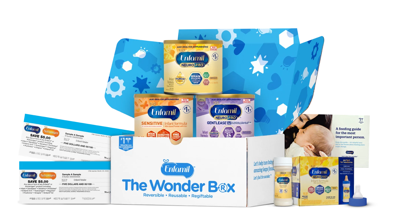 Enfamil Wonder Box opened up with contents displayed