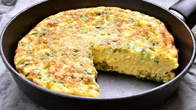 Ham and green pepper frittata