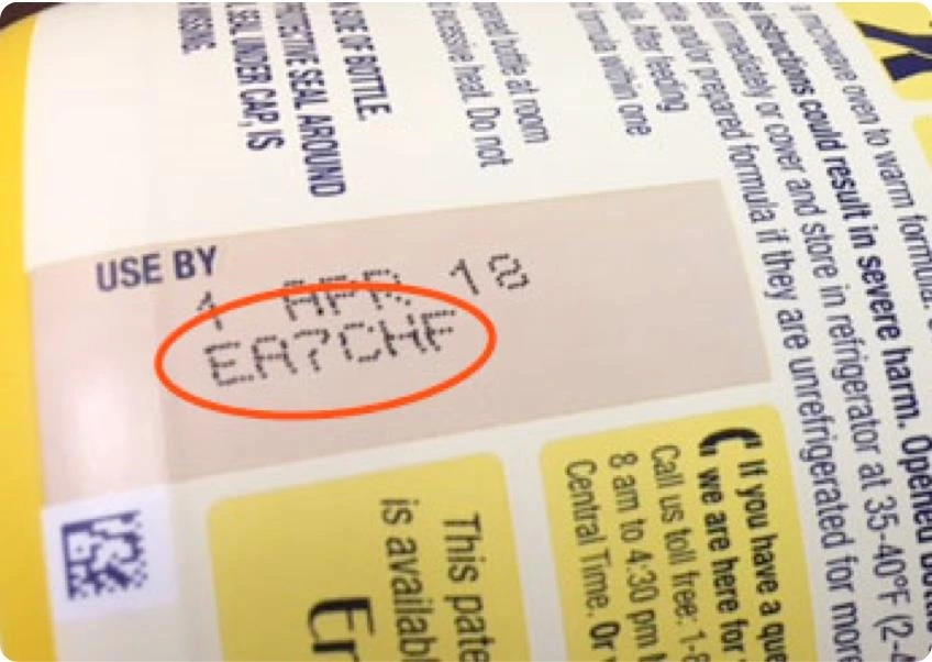 The Product Identifier is below the Use By/Expiration Date