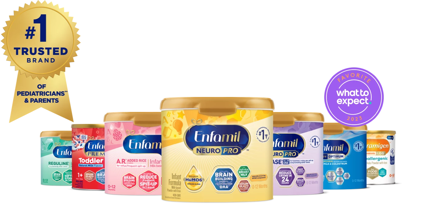 Enfamil product line which was voted #1 trusted brand of pediatricians and parents is a 2023 favorite of What to Expect