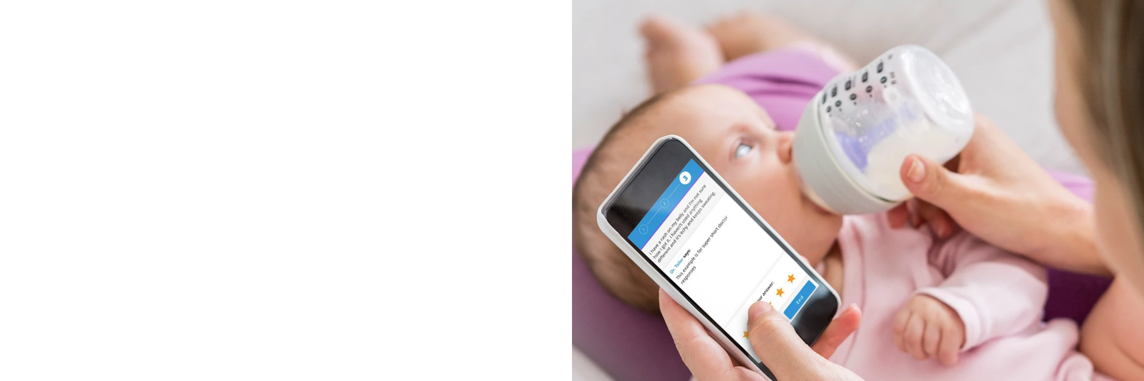 Mom using Ask a Nurse while bottle feeding her baby