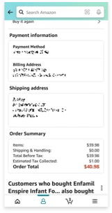 Screen grab of Amazon online receipt