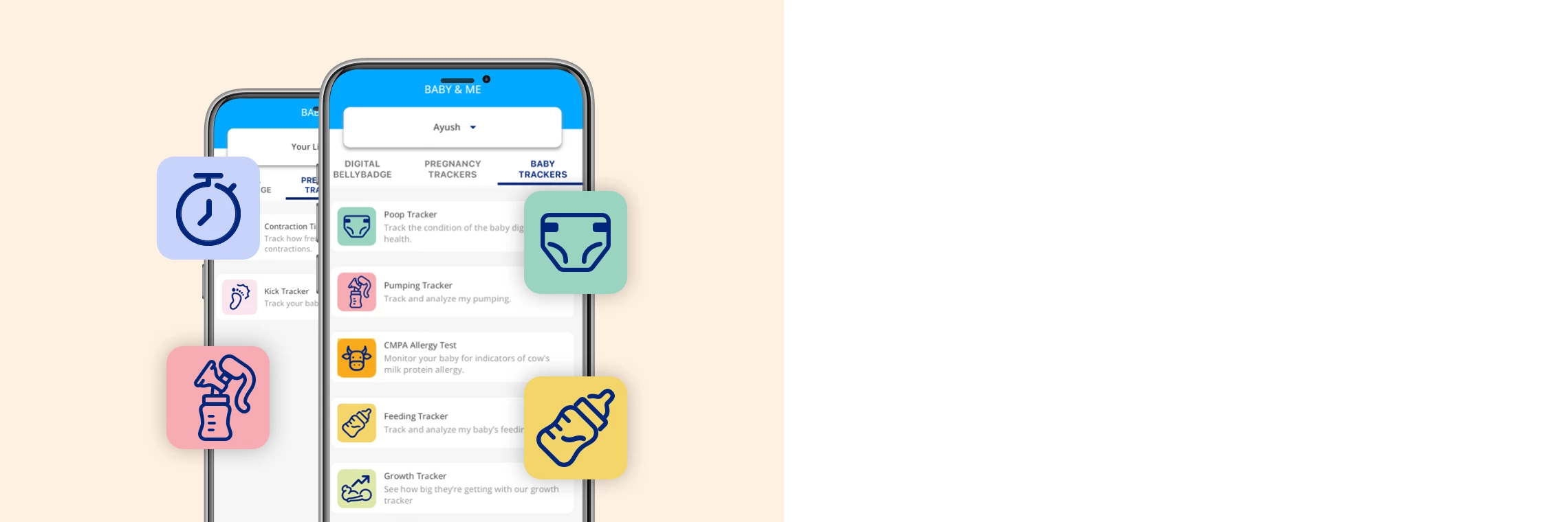 Enfamil Mobile App showing Baby Trackers and Pregnancy Trackers