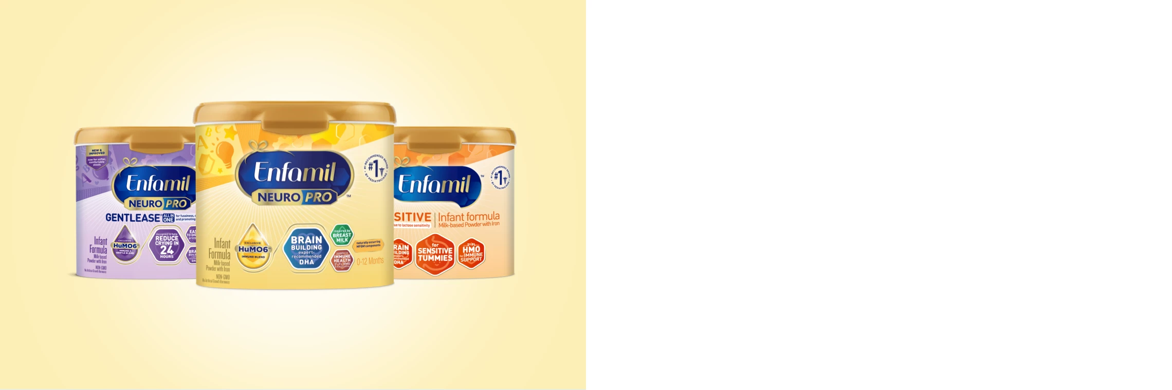 Lineup of Enfamil products