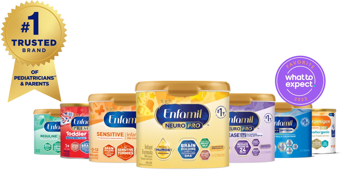 Enfamil product line which was voted #1 trusted brand of pediatricians and parents is a 2023 favorite of What to Expect