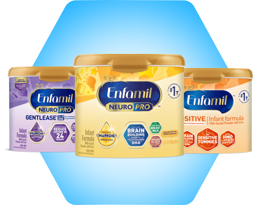 Pack shot of Enfamil NeuroPro Gentlease Enfamil NeuroPro Infant and Enfamil Sensitive
