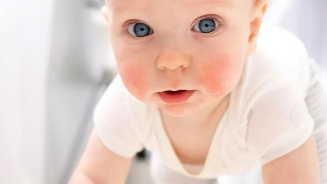 Baby with rosy cheeks