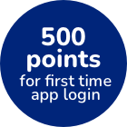 500 points for first time app login