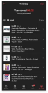 Screen grab of Target online receipt